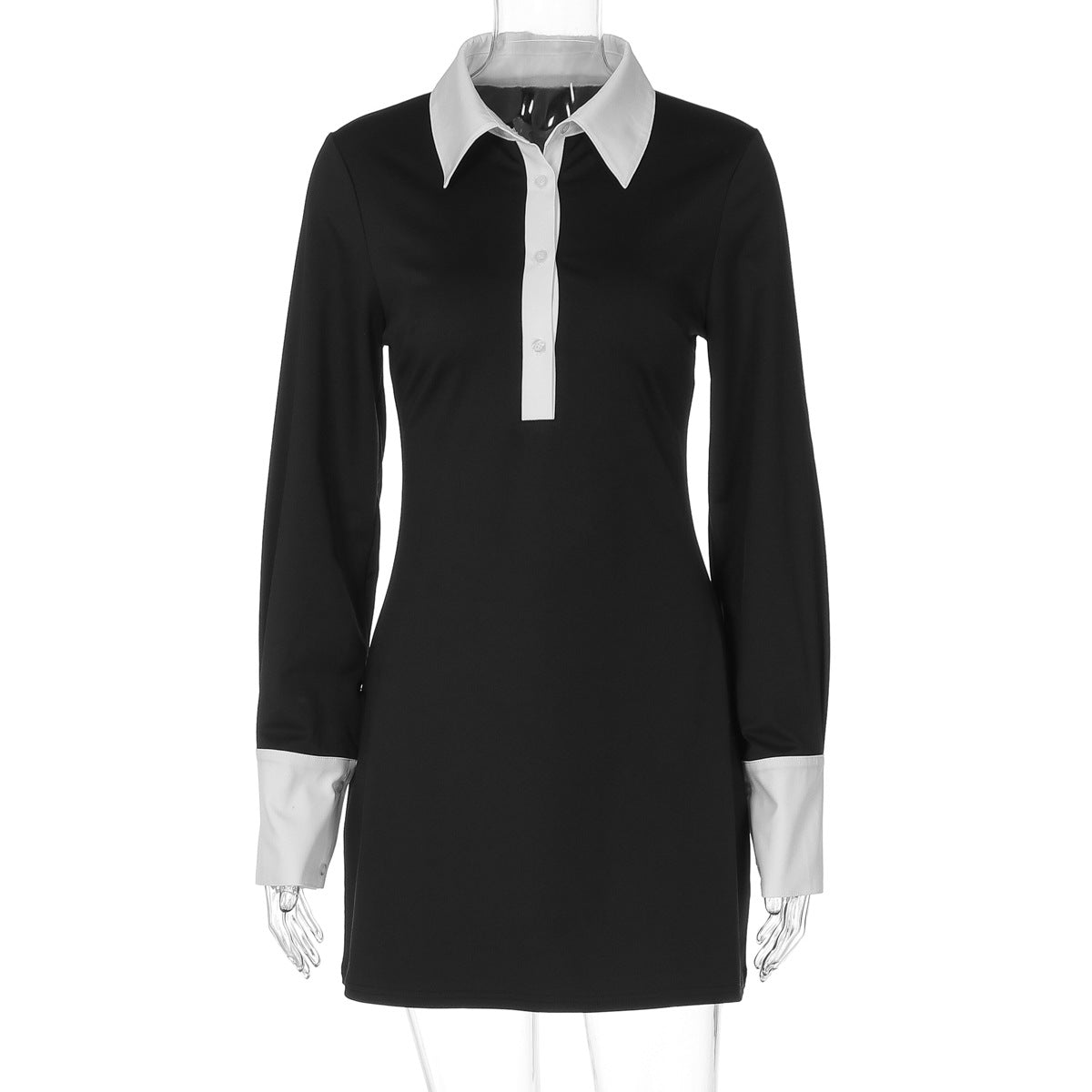 Womens Patchwork Color-Block Slim-Fit Elegant Dress