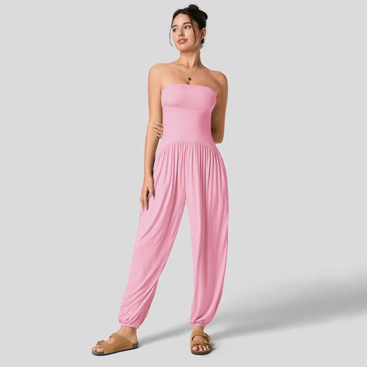 Ensfarvet Afslappet Sommer Jumpsuit