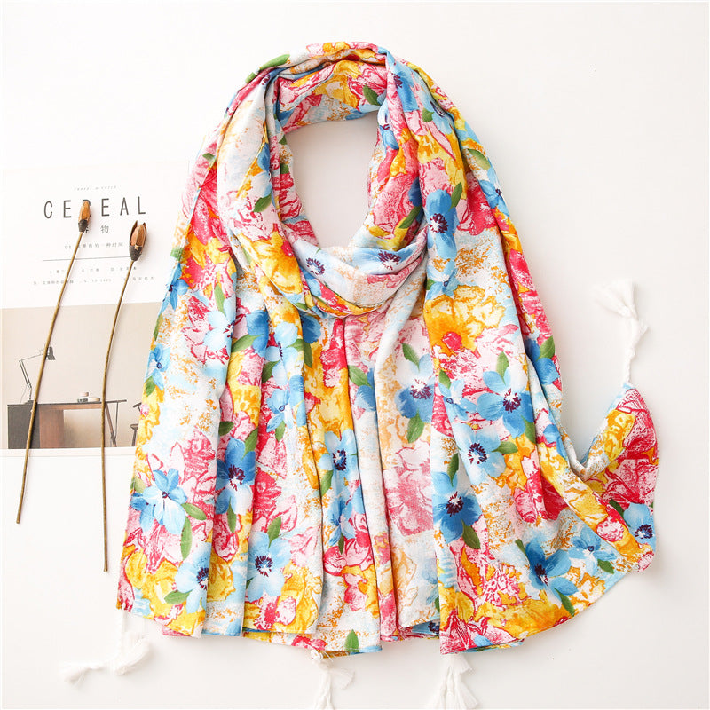 Tourist Holiday Plant Flower Scarf Female