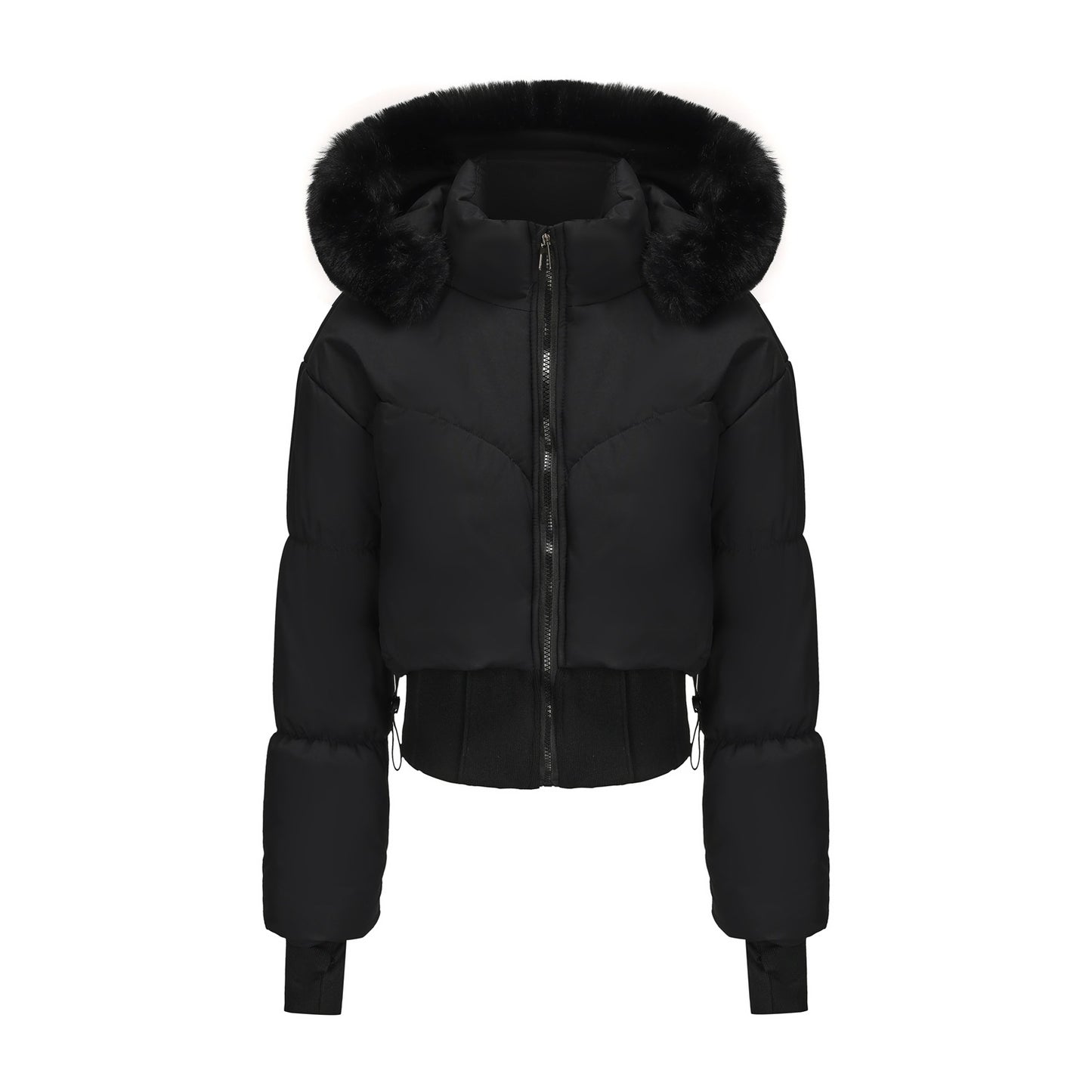 Women's Hooded Large Fur Collar Short Cotton Jacket