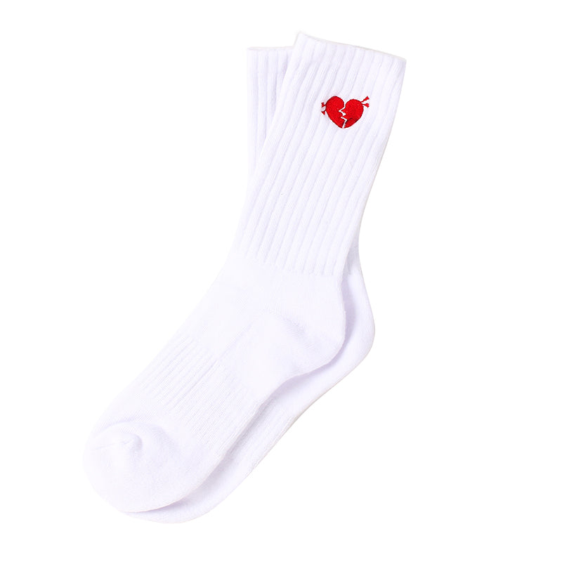 Heartbroken Street Mid Tube Embroidered Casual Sports Socks