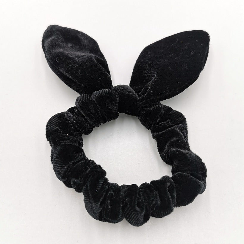 Simple Women's Gold Velvet Bunny Ear Hair Tie
