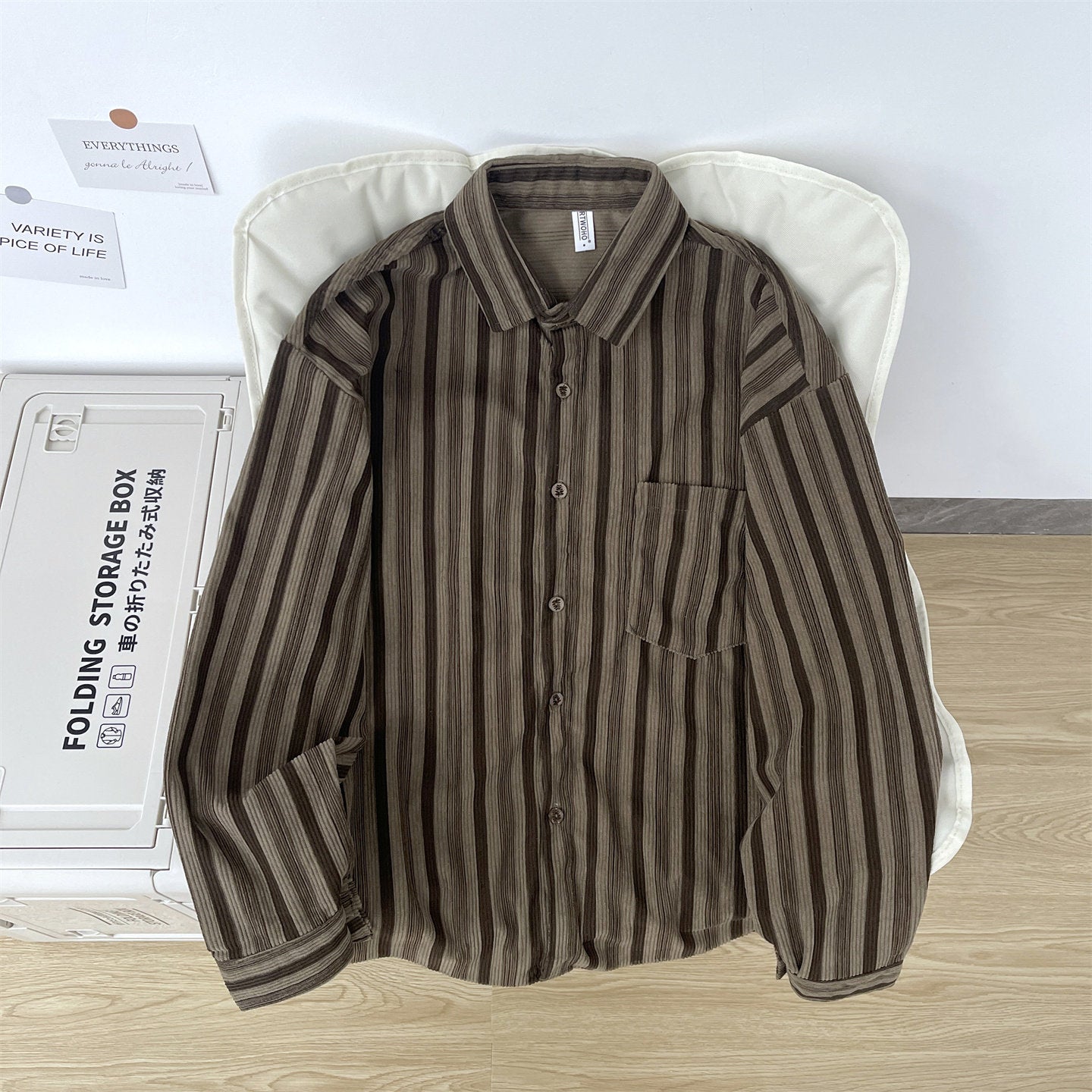 Retro Loose-fit Long-sleeve Shirt For Men