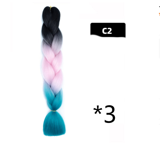 Color Big Braid African Chemical Fiber High Temperature Silk Wig Gradient