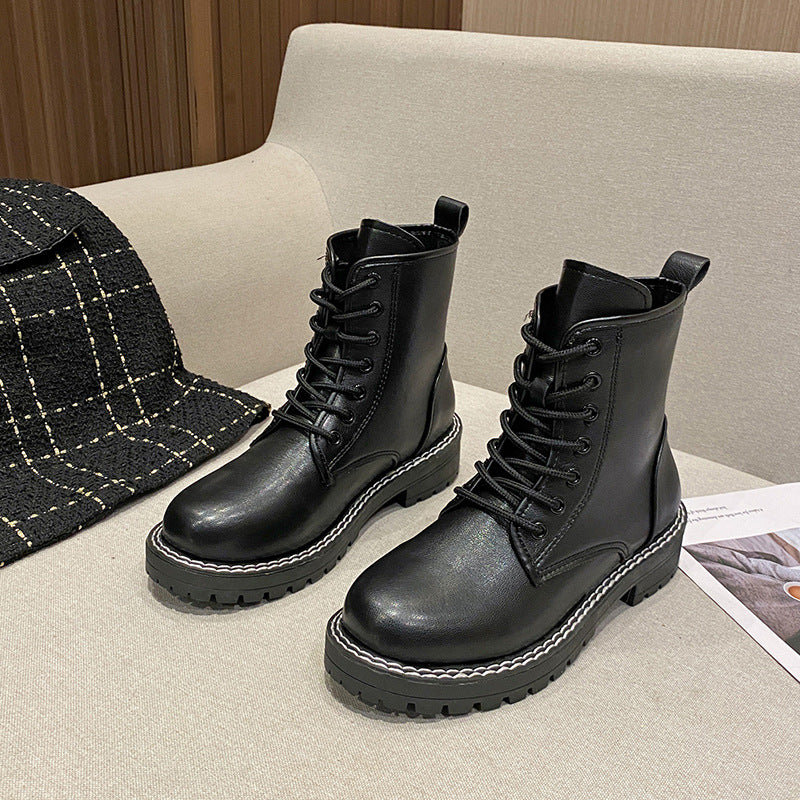 Autumn All Match Thick Heeled Thin Short Boots
