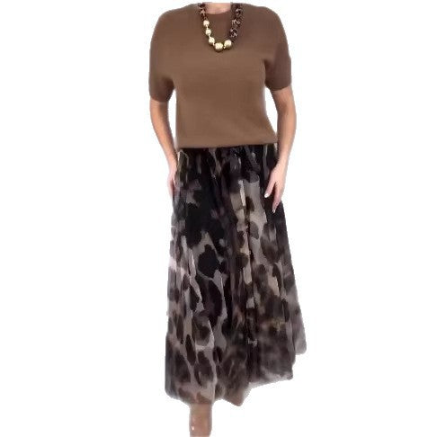 Womens Mesh Skirt Solid-color Casual TopT-shirt