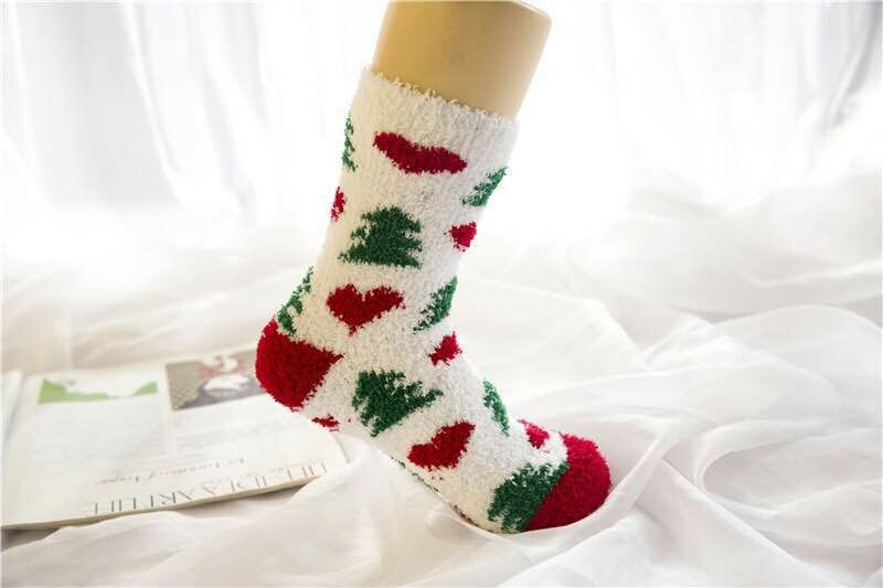 Elk Elderly Half Fleece Adult Christmas Socks