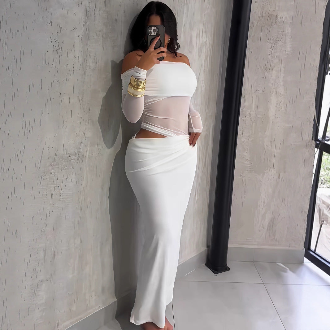 Seamless, Figure-flattering Tube Top Long-sleeve Dress