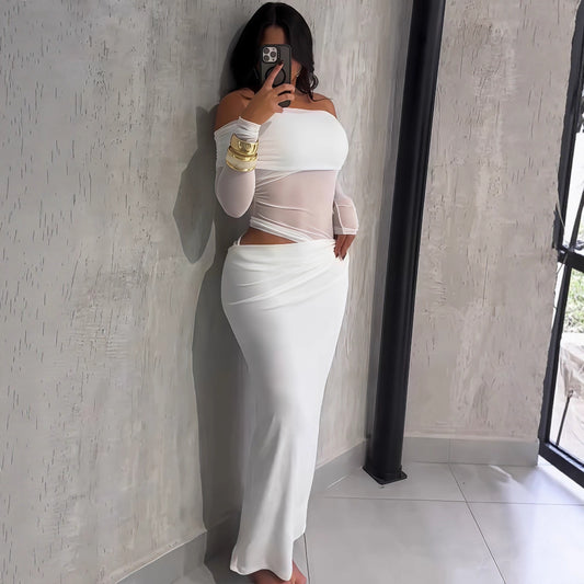 Seamless, Figure-flattering Tube Top Long-sleeve Dress
