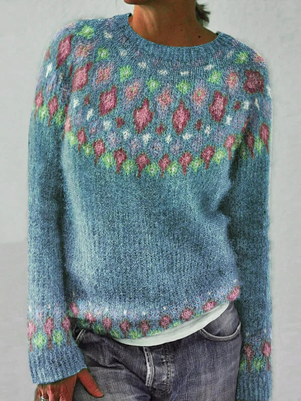 Round Neck Multicolor Loose Fashion Pullover Sweater