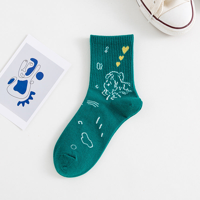 Women's New Mid-calf Cartoon Cotton Socks