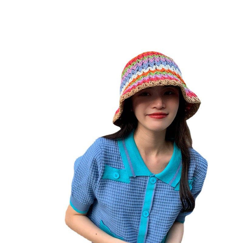 Women's Summer Hollow Color Woven Straw Hat