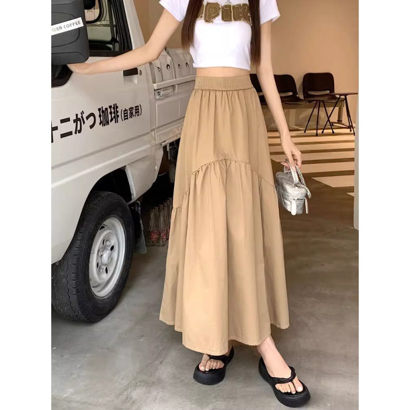 Womens Versatile Stylish Pleated Patchwork Skirt