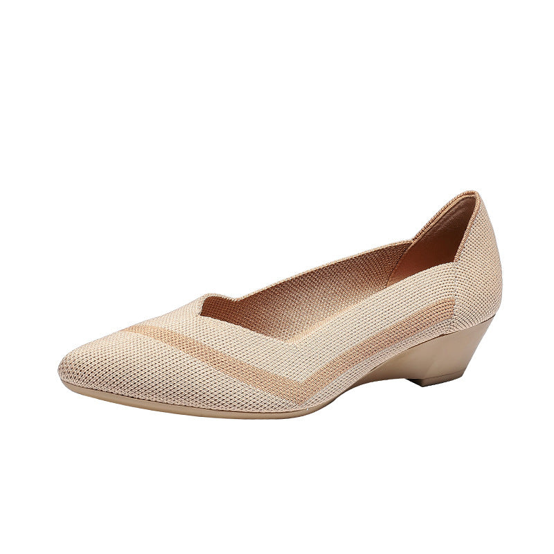 Fashion Casual Wedge Knitted Women Flyknit Casual Shoes