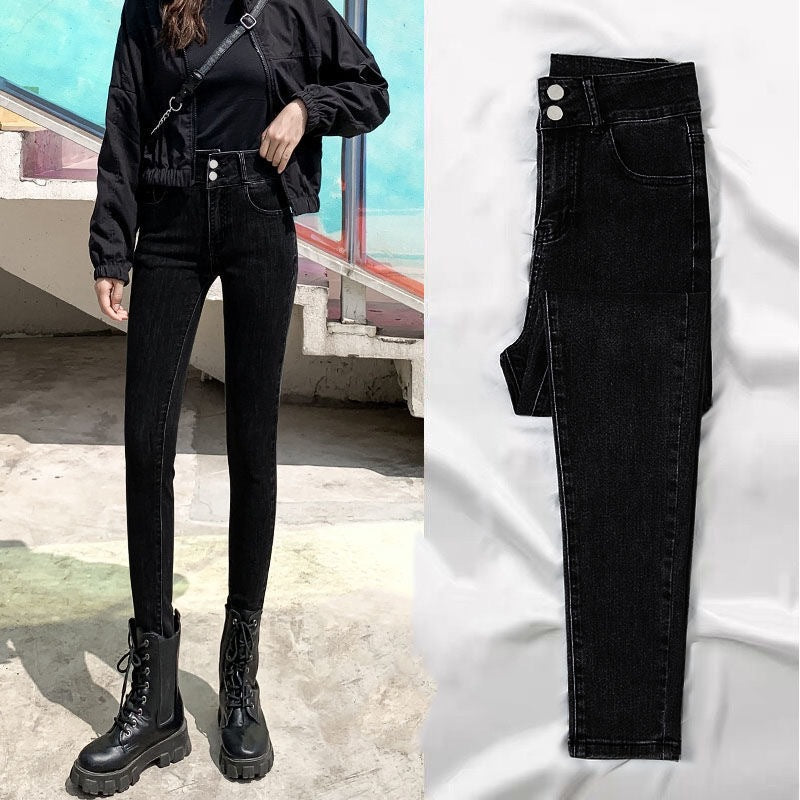 Black Tight Trousers Long Skinny Pants Tide