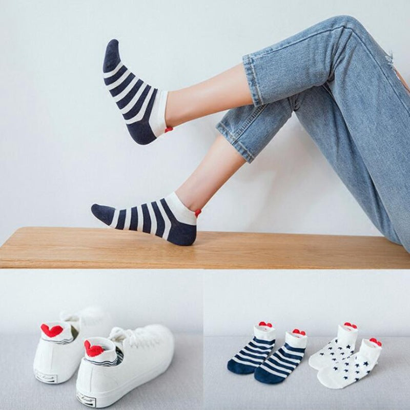 Invisible Three Dimensional Trend Student Boat Socks