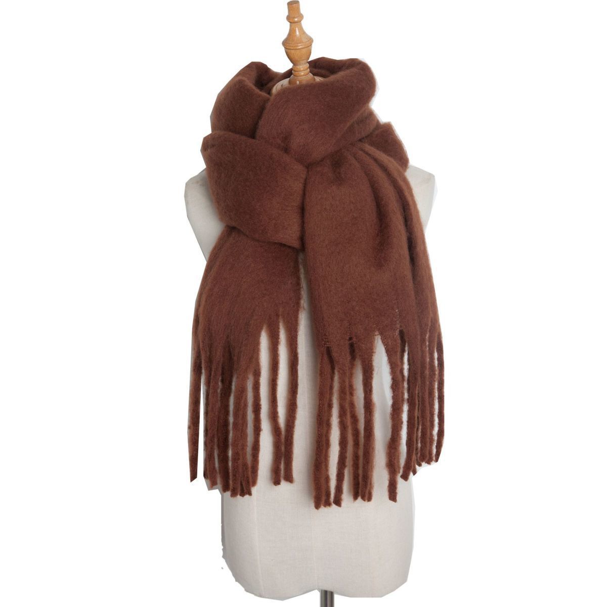 Mohair Twist Flet Plys Tørklæde til Kvinder Vinter Fortykket