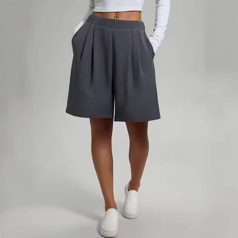 Womens Pants Womens Shorts Casual Loose Solid Color