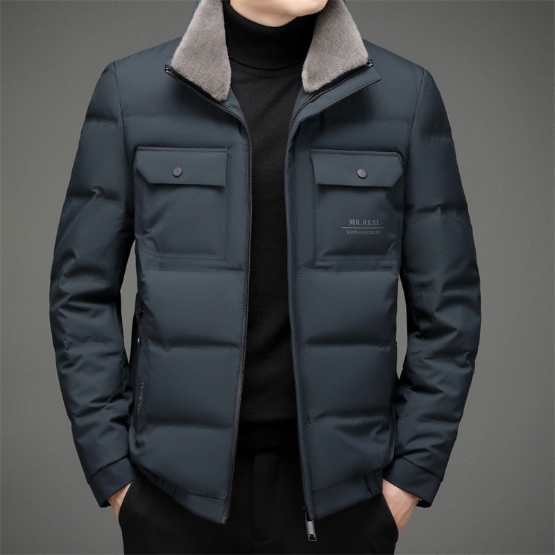 Thickened Multi Pocket Lapel Men's Coat