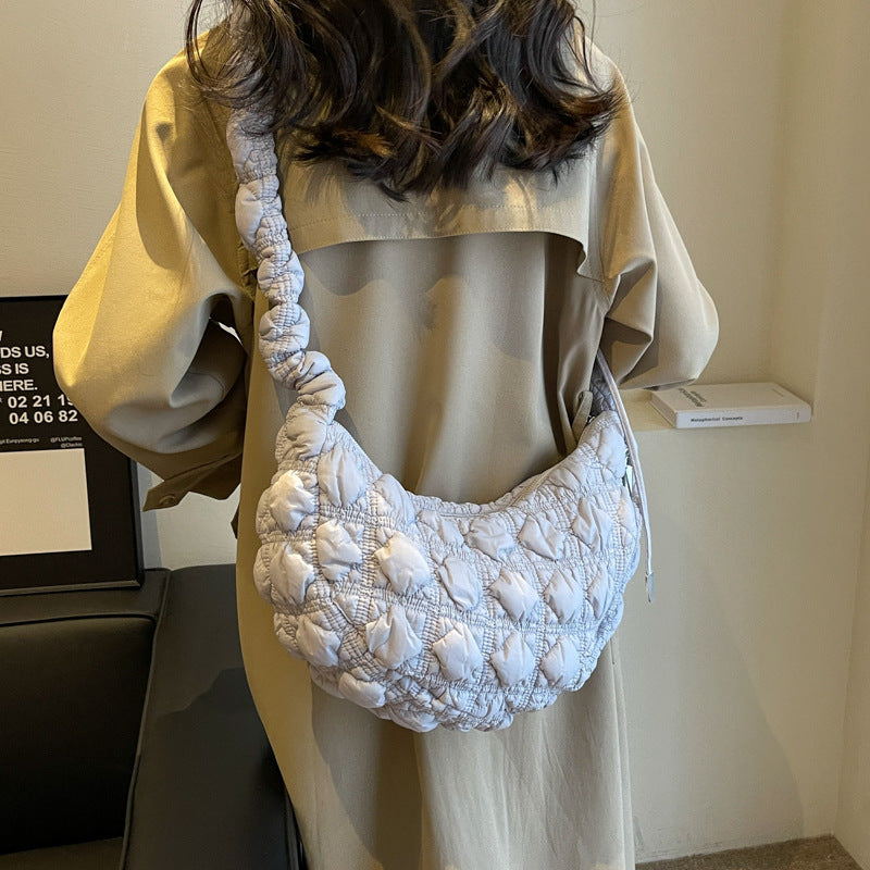 Niche Drawstring Shoulder Crossbody Pleated Cloud Bag
