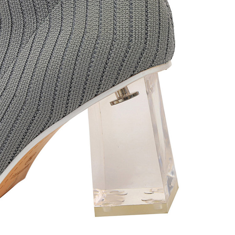 Transparent Heel With Crystal Heel Wool Booties