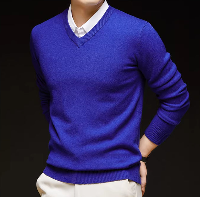 Woolen Sweater Men's Casual Thin V-neck Sweater
