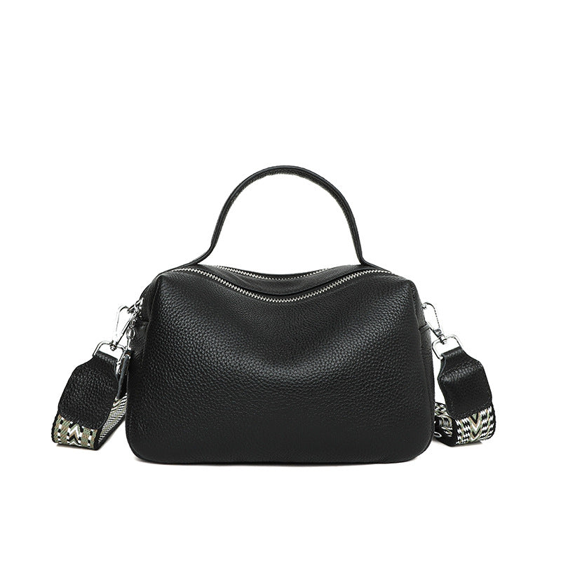 First Layer Cowhide Leather Single-shoulder Bag Summer New Classic Double Pull Large Capacity
