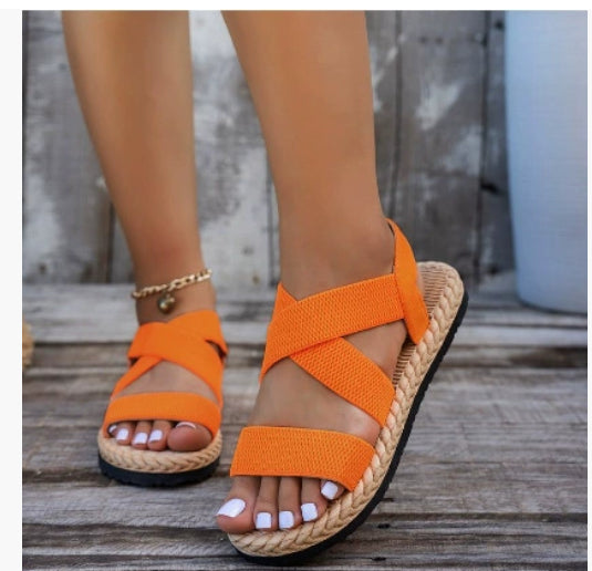 Flat Student Roman Shoes Soft Bottom Cross Plus Size