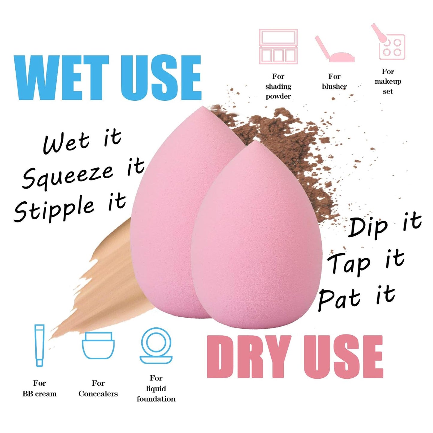 Makeup Sponge Blender Beauty Sponge Set 12Pcs and Beauty Foundation Sponge Blender Holder 1Pcs,Blending Sponges Cosmetic Puff Flawless for Cream, Liquid Foundation & Powder,Gift for Women