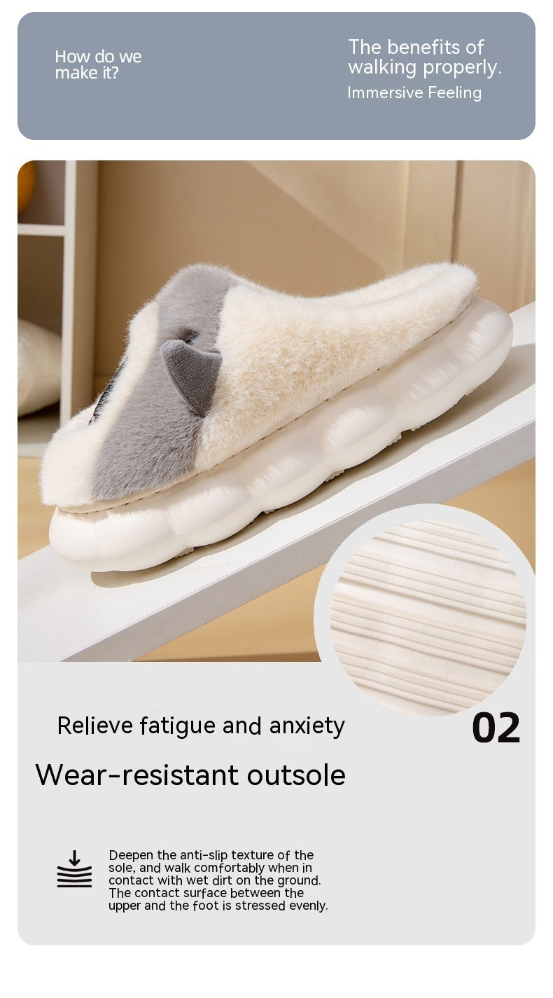 Cartoon Shark Cotton Slippers Winter Home Non-slip Indoor Plush Warm