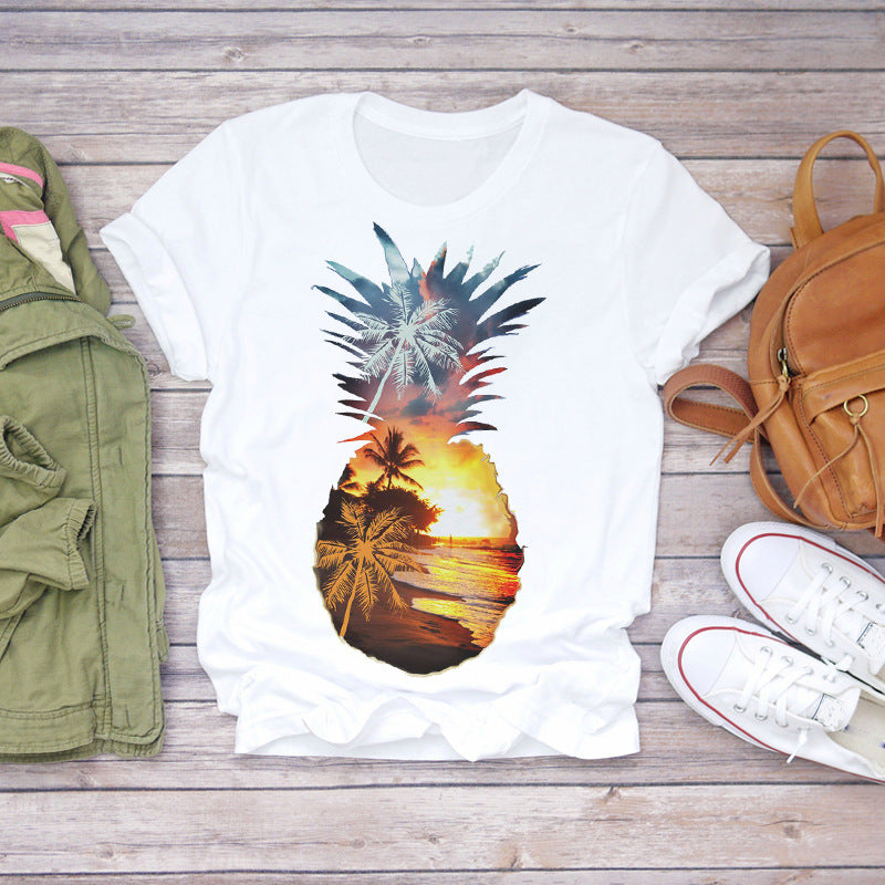 Women's Fashionable Printed Short-sleeved T-shirt
