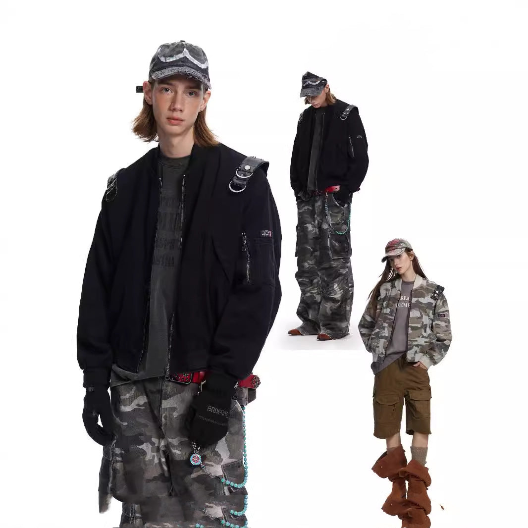 Functional Profile Structure Camouflage Jacket Shoulder Strap Design Sense
