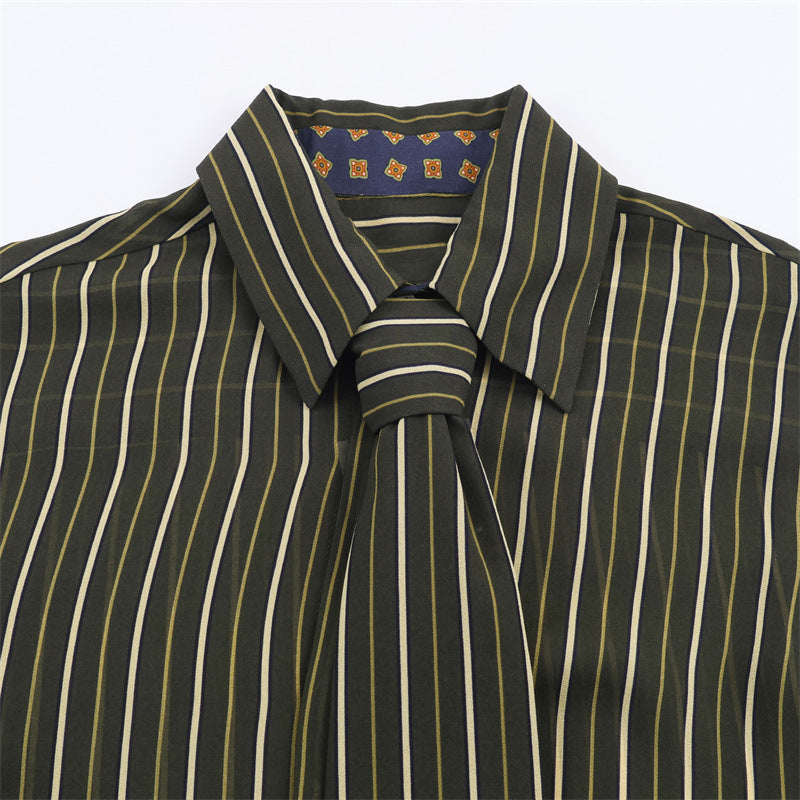 Lady Striped Tie Shirt