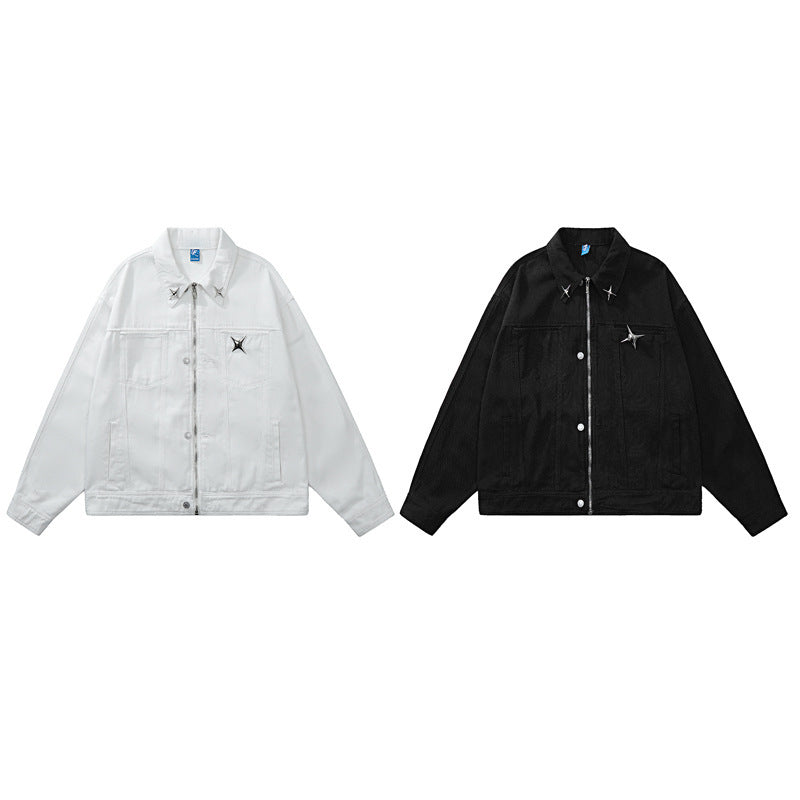 Denim Jacket Male And Female Trendy Brand Hip Hop Cool Loose Zip Couple