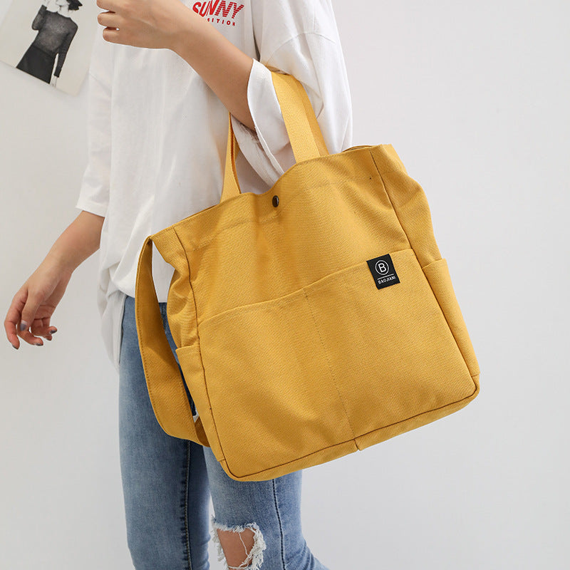 Solid Color Diagonal Canvas Student Shoulder Bag