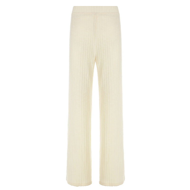 European And American Solid Color Line Knitted Casual Pants