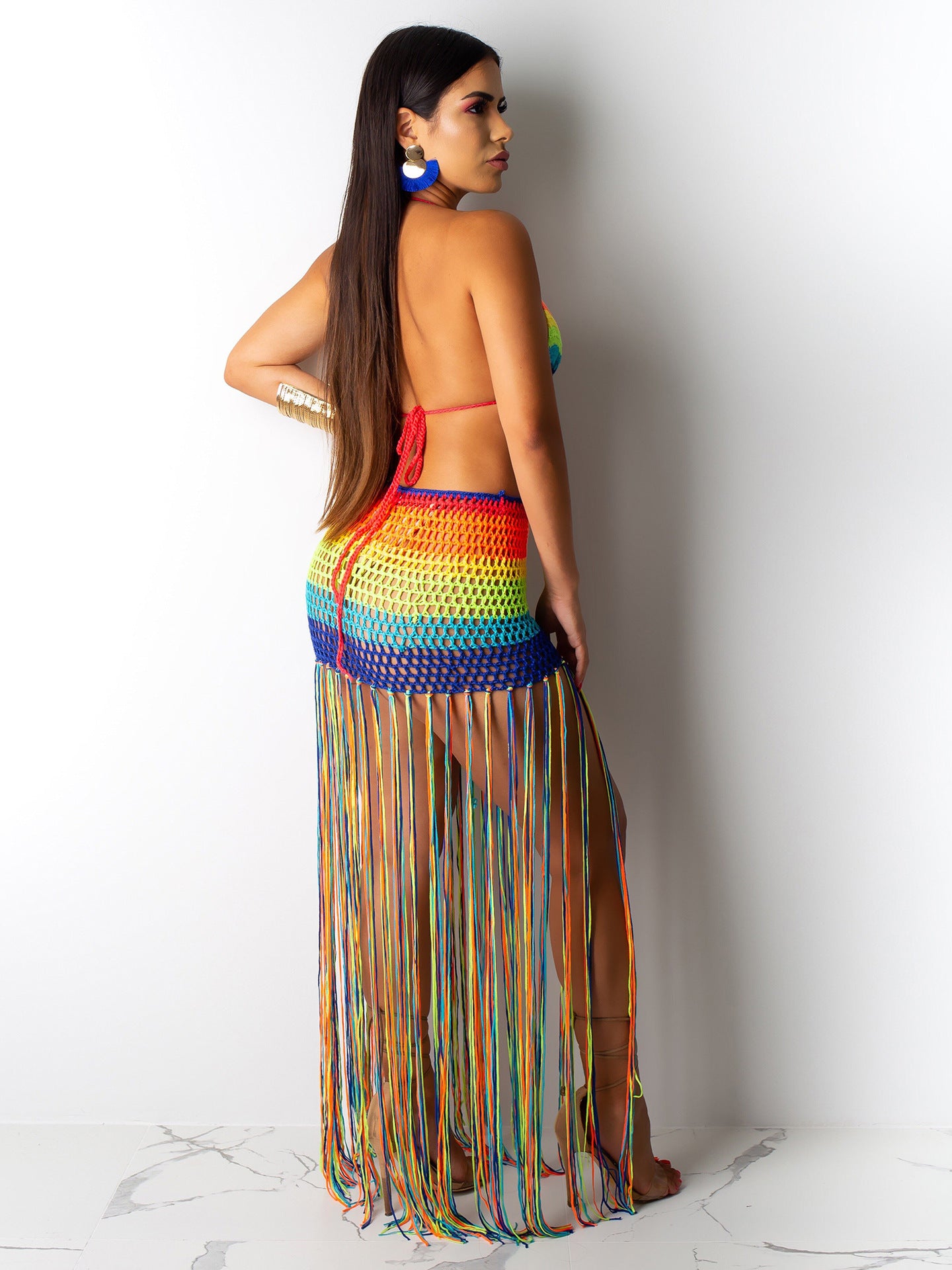 Women's Handmade Crocheted Tassel Casual Suit