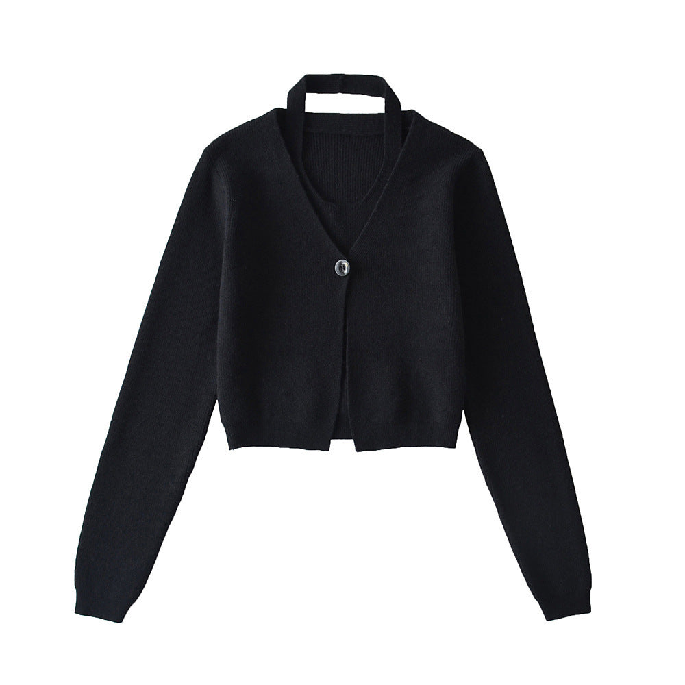 European And American Short Neck Knitting Vest Fashion Suit