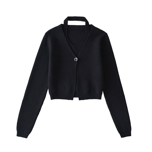 European And American Short Neck Knitting Vest Fashion Suit