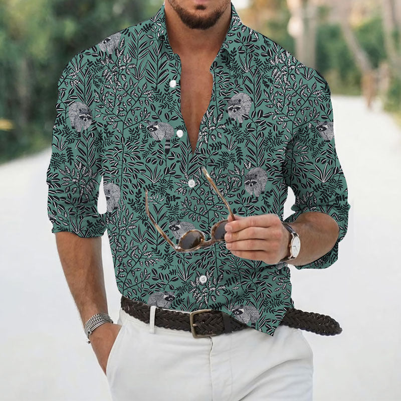Men's Fashion Printed Cardigan Long-Sleeve Shirt