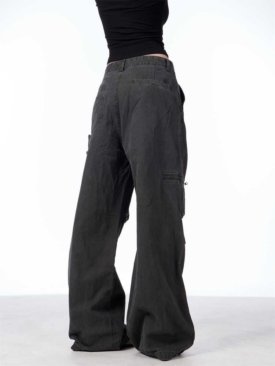 Spring Beauty Retro Maillard Washed Cargo Pants