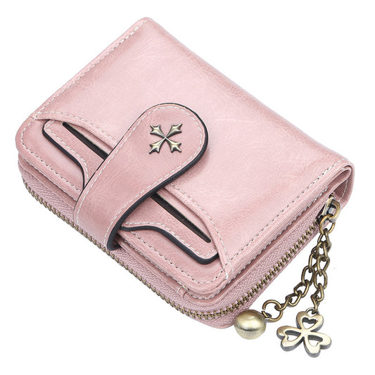 Ladies wallet tassel zipper buckle