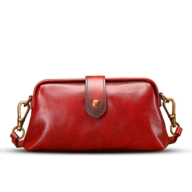 New First Layer Cowhide Hand Niche Shoulder Messenger Bag
