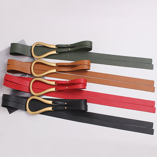 Metal curved large horseshoe buckle belt