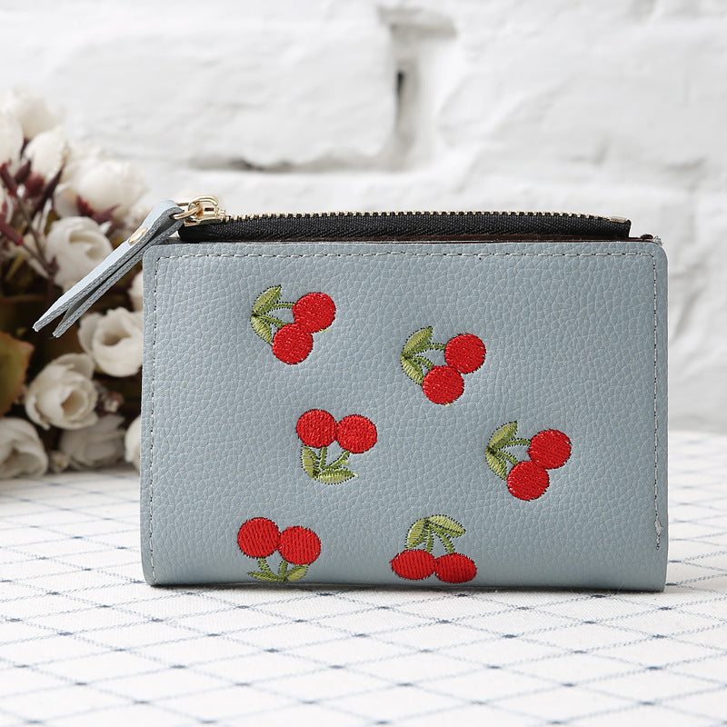 Cherry embroidery coin purse