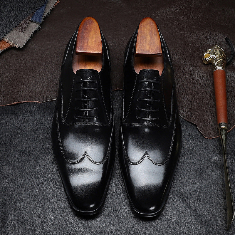 Small square toe Korean style Brock men's shoes