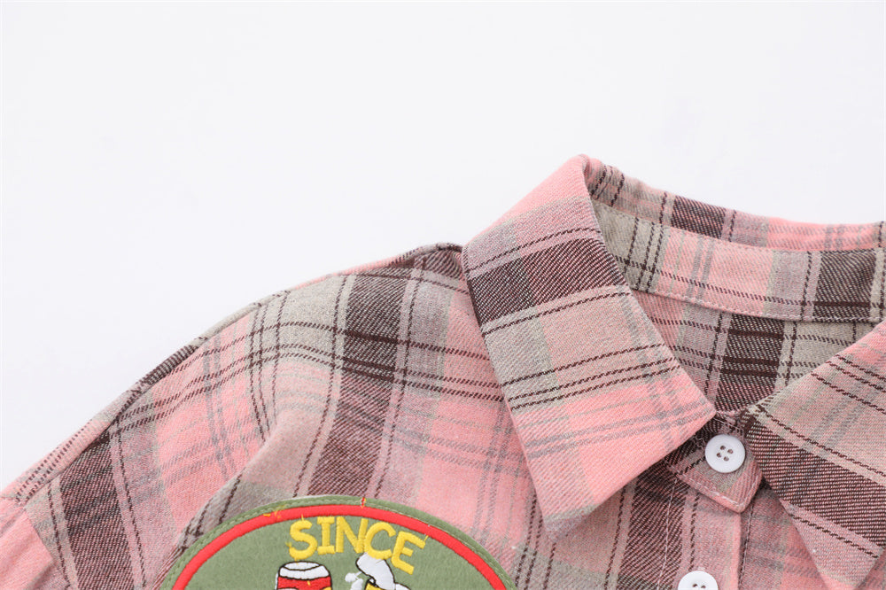 Plaid Shirt Men's Spring And Autumn Lapel Outer Tops