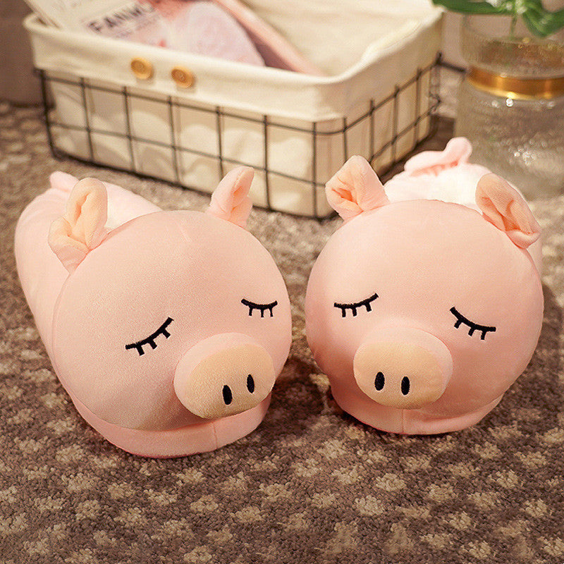 Household Bag With Cute Plush Cotton Slippers