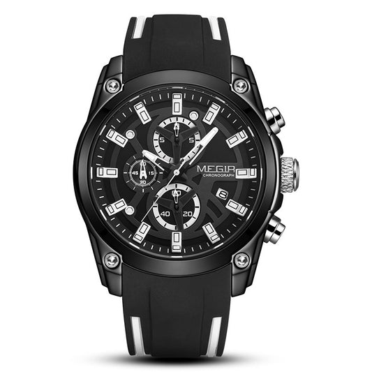 Multifunktionelt kronograf sports silikone herre quartz sportsur