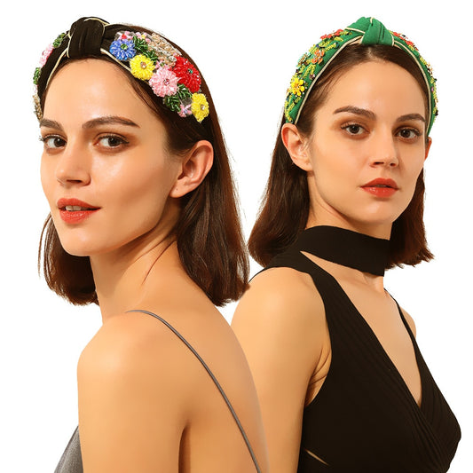 Colorful floral knotted temperament headband
